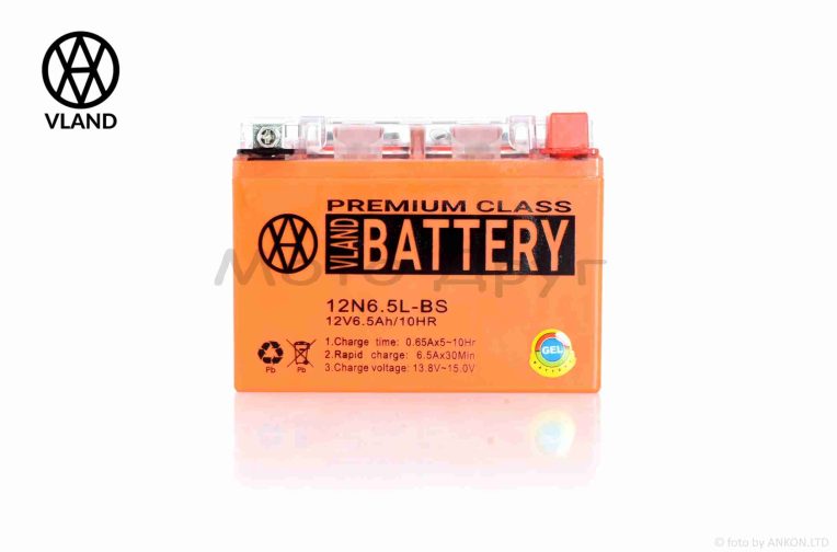 Акумулятор GEL 12V 6.5A 138-65-100mm 12N6.5L-BS (YB6.5L-BS) “VLAND” (2024/12)
