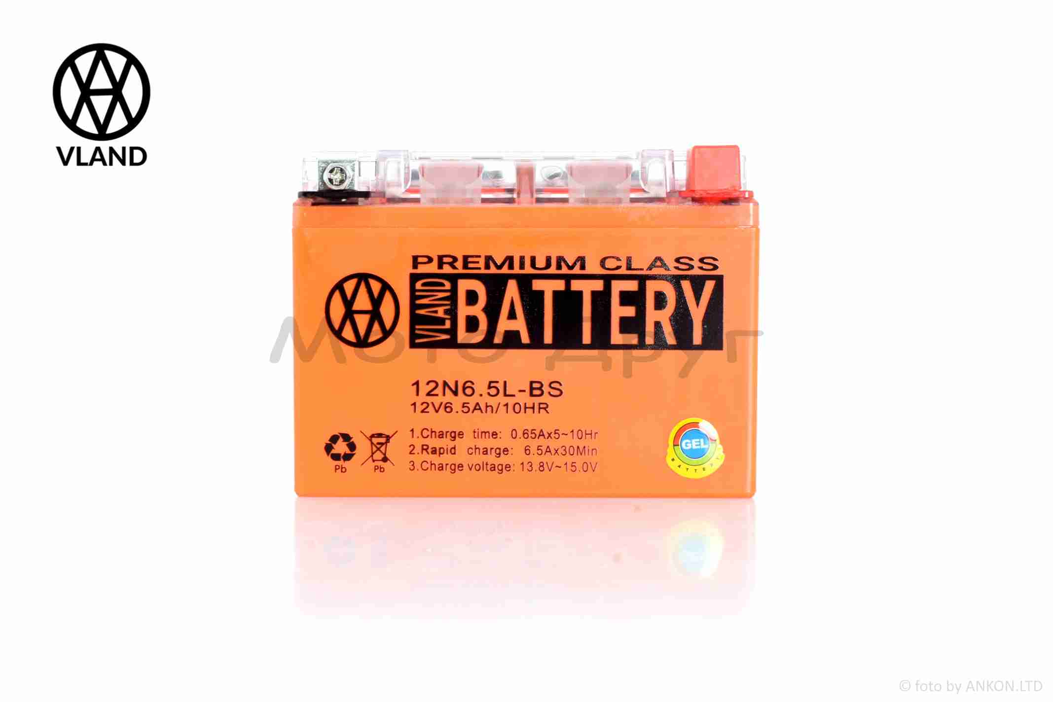 Акумулятор GEL 12V 6.5A 138-65-100mm 12N6.5L-BS (YB6.5L-BS) "VLAND" (2024/12)