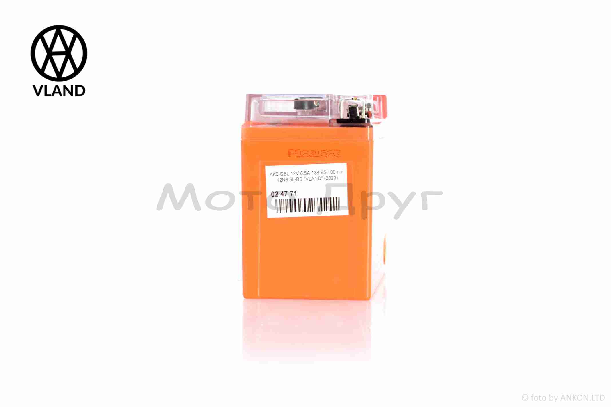 Акумулятор GEL 12V 6.5A 138-65-100mm 12N6.5L-BS (YB6.5L-BS) "VLAND" (2024/12) - Зображення 2