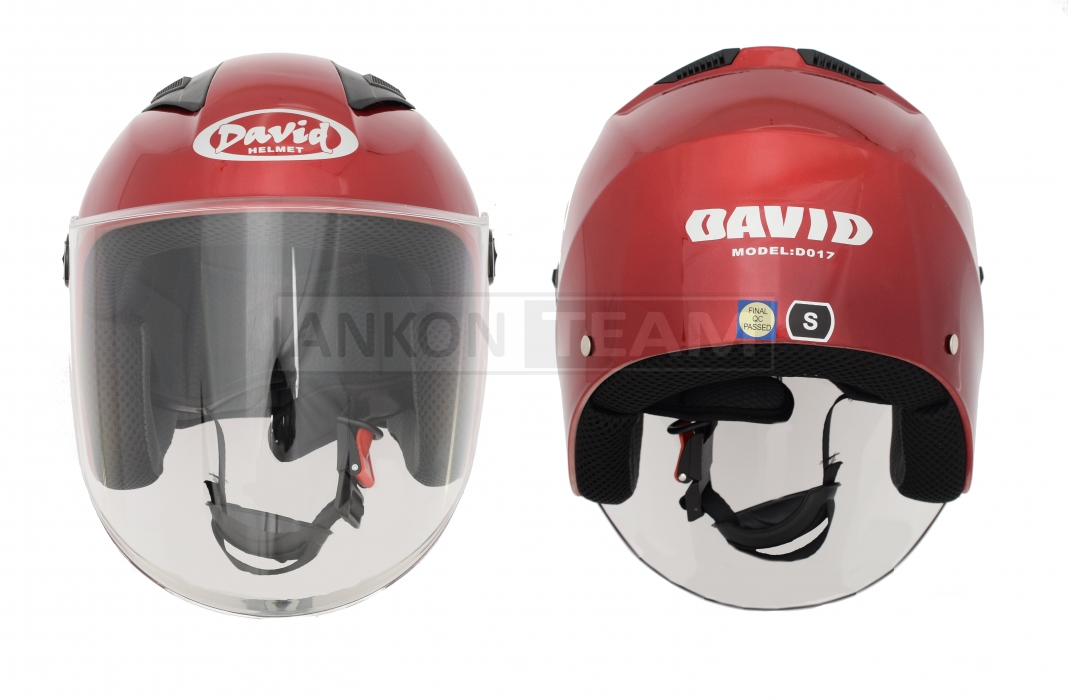 Шлем открытый "DAVID" (#D017, красный Willys Star, S, ABS) — изображение 2