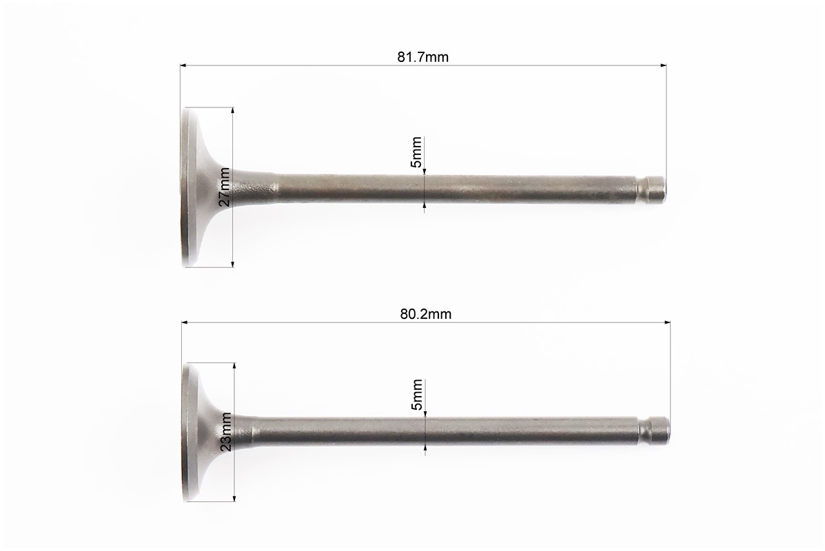 Клапан впускний, випускний к-кт Honda SH150cc - (d = 27mm; h = 81,7mm / d = 23mm; h = 80,2mm) - Зображення 2