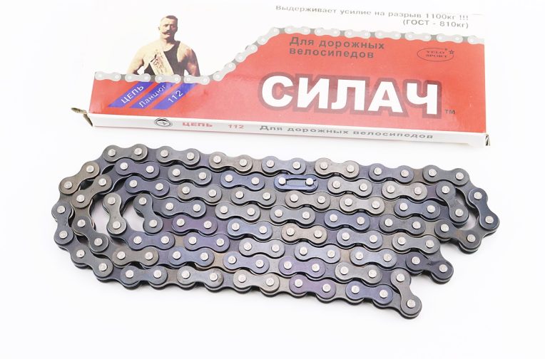 Цепь приводная 1/2х1/8х112L 1 скорость, чёрная (Силач)