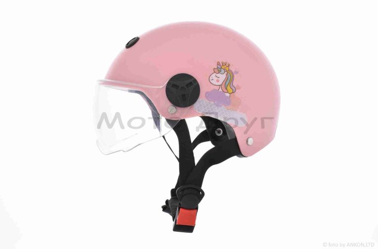 Шолом каска дитячий  “STOCK”  (#1, рожевий, матовий, візор прозорий)