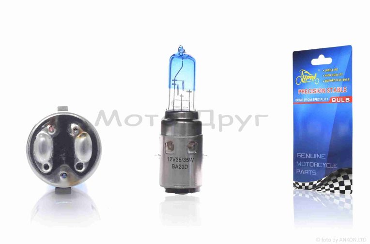 Лампа фары  H6 (BA20D)  12V 35/35W  синяя  “LIPAI”
