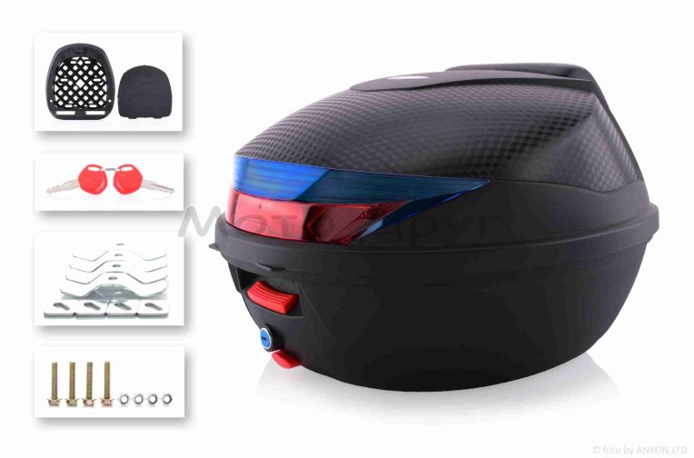 Кофр  54L  410*410*320mm  #K30/2057  “LIPAI”  (чорний з патерном, переносний, м’яка спинка)