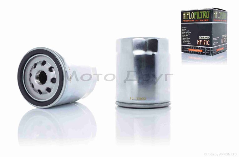 Фильтр масляный мото  HF171С  D76/H92 хром  “HIFLO”  ТАЙЛАНД