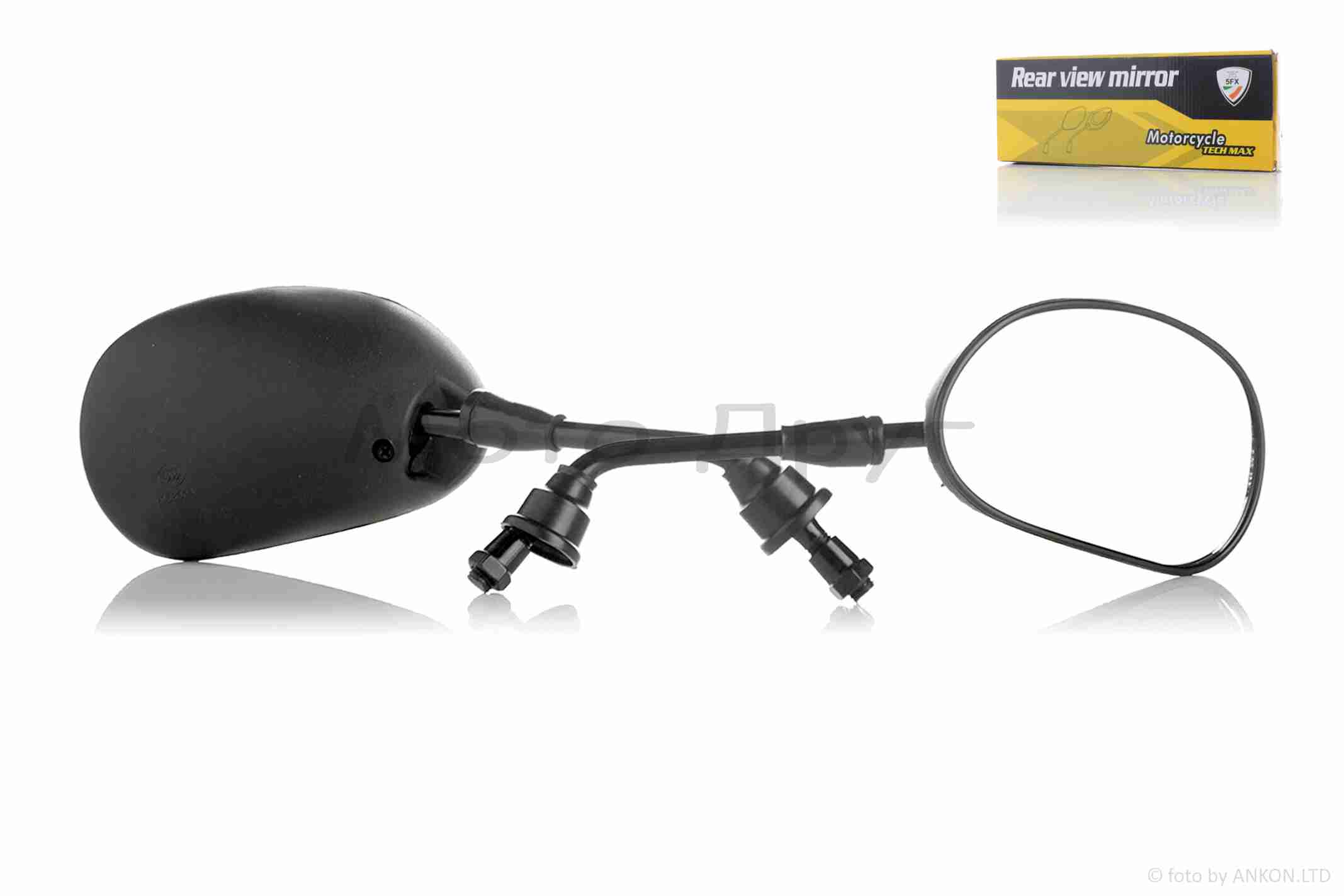 Зеркала M10 R+R Delta/Alpha/Active овальные, с фиксатором, черные "5FX"