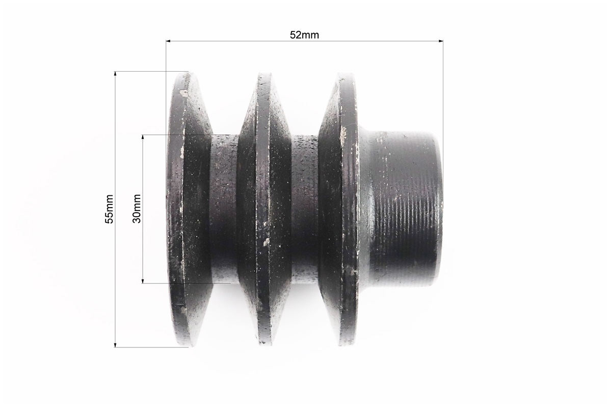 Шків під колінвал d-19mm (D-55mm, 2-х пазний, два пази під ремінь SPA, метал) 168F/170F - Зображення 2