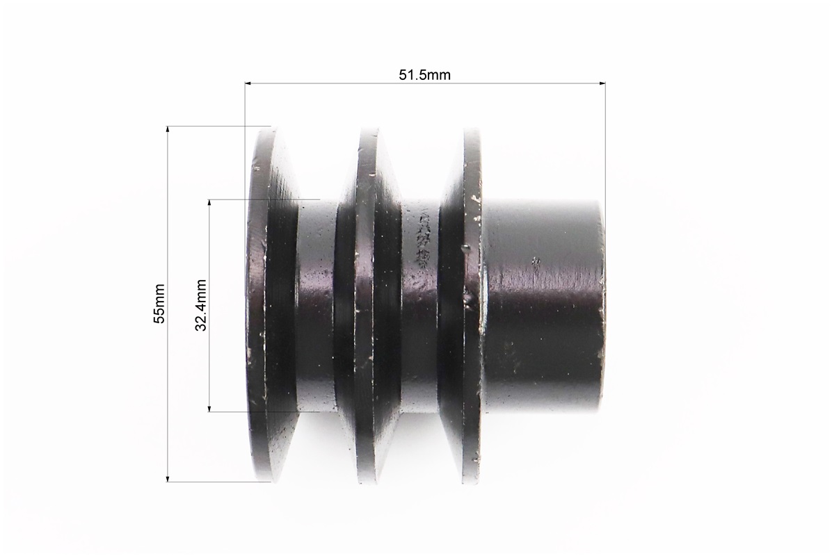 Шкив под коленвал d-20mm (D-55mm, 2-х ручейковый, два паза под ремень SPA, металл) 168F/170F Тип 1 — изображение 2