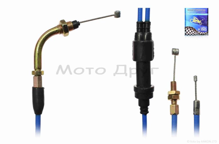 Трос газа  JOG 90, AXIS 90, STELS  #PRO  “LIPAI”  (нержавейка, синий)