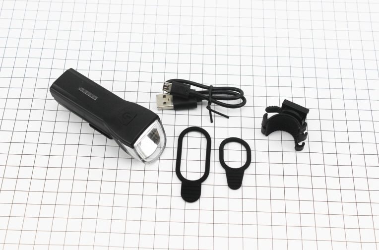 Фонарь передний 1 диод 110 lumen, Li-ion 3.7V 1300mAh зарядка от USB, влагозащитный, чёрный JY-7057