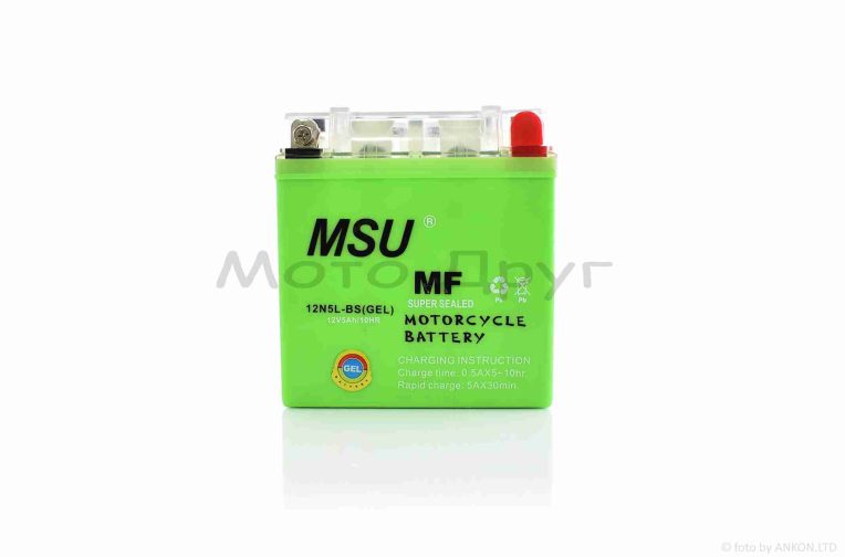Акумулятор GEL 12V 5A 119-60-129mm, високий 12N5L-BS (YB5L-BS) “MSU” (2026)