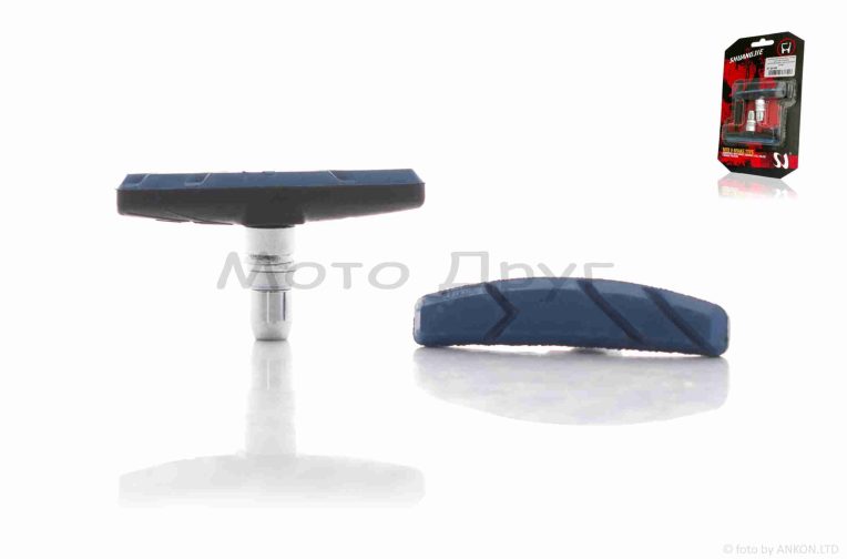 Колодки тормозные вело V-brake (2шт, регулировка шестигранником, для алюминия, синие)