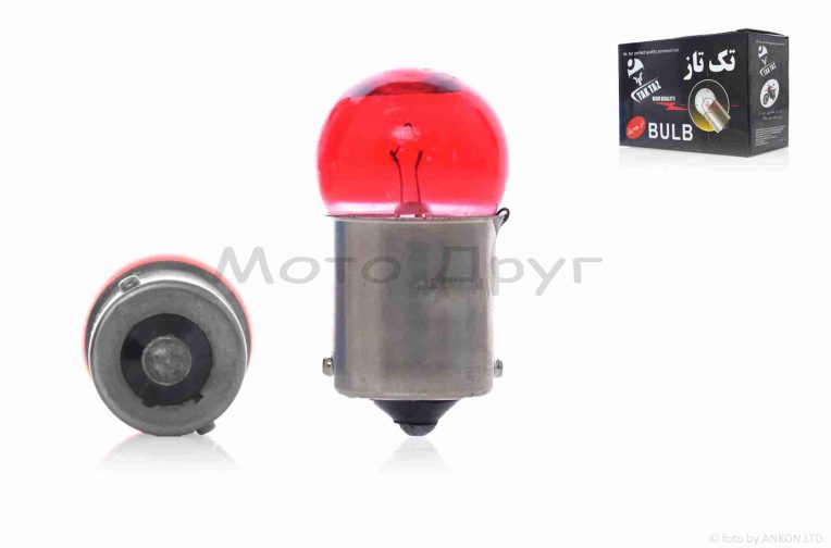 Лампа поворотів та габаритів G18 (BA15D) 12V 10W червона