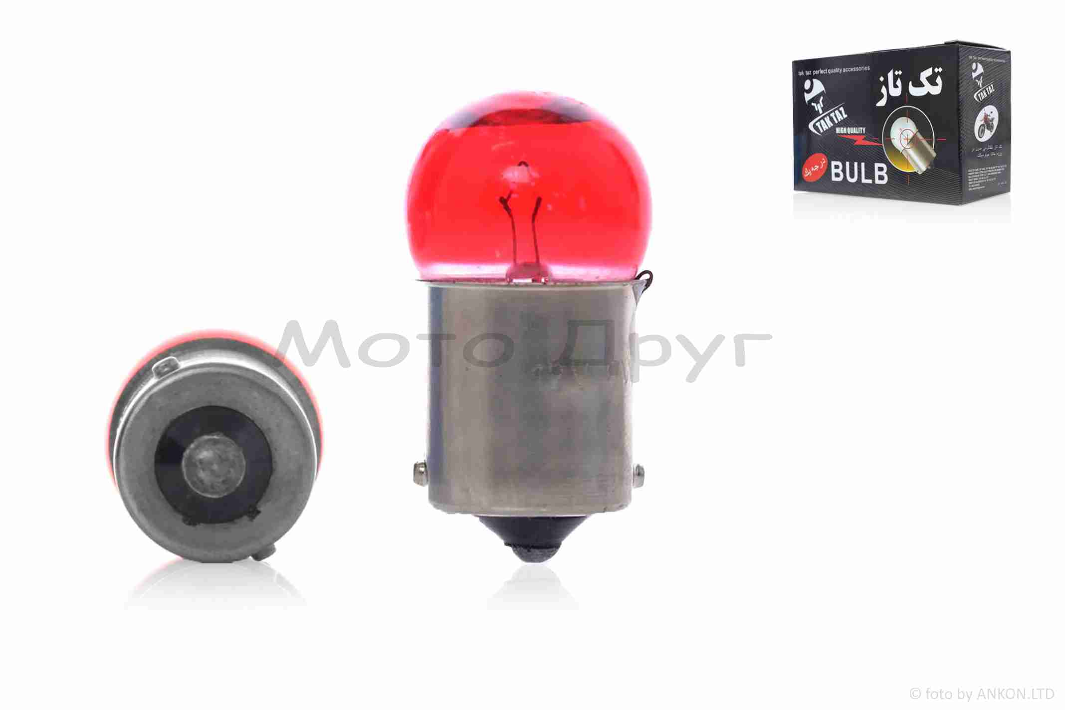 Лампа поворотів та габаритів G18 (BA15D) 12V 10W червона
