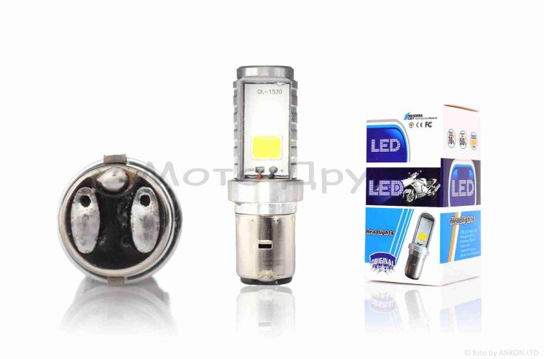 Лампа фары диодная  H6 (BA20D)  12V 35/35W  2 кристалла  #1  “LED”