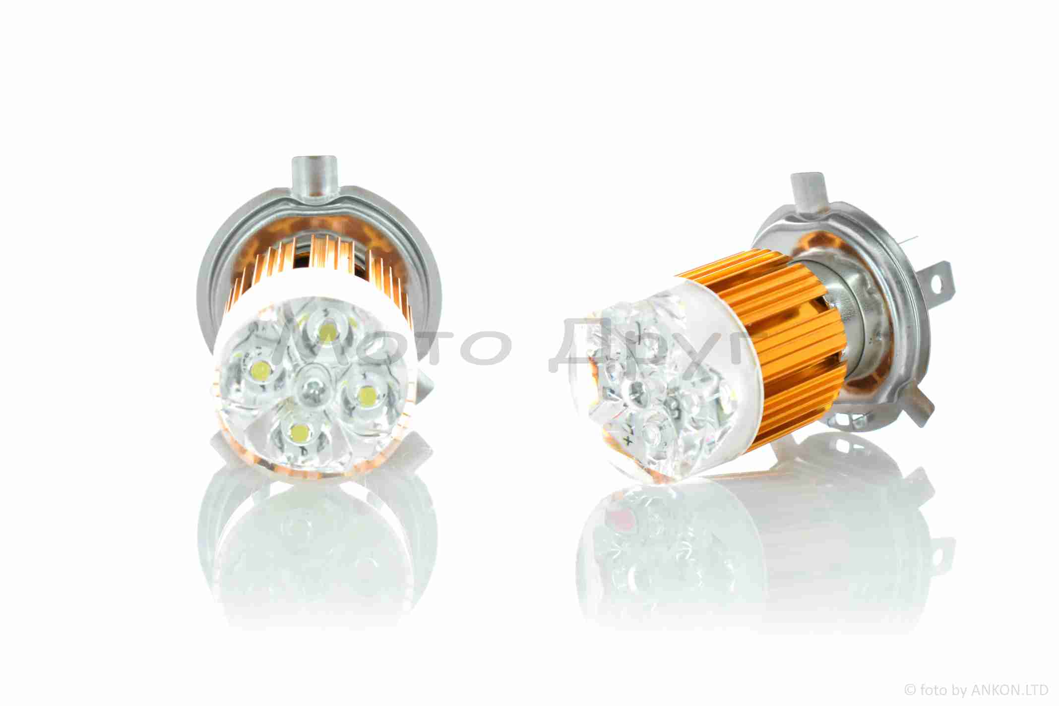 Лампа фары диодная H4 12V 35/35W 4 кристалла, RGB габарит "LIPAI" — изображение 2