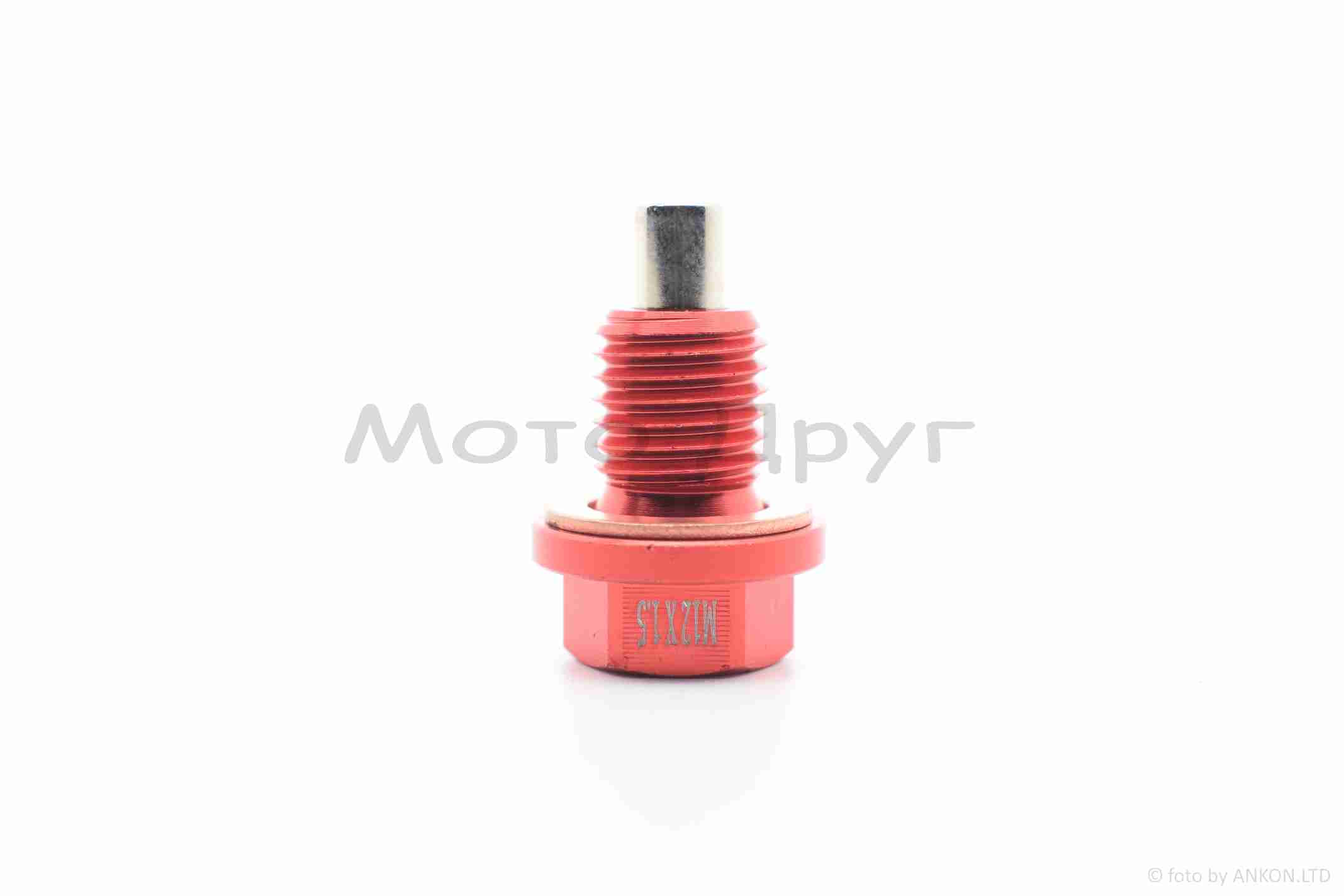 Болт слива масла M12x1.5 с магнитом "OTOM" (красный)