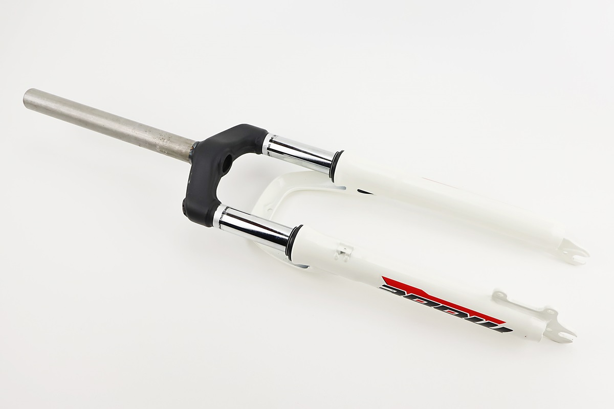Вилка 26 "амортизаційна, без різьби 1-1/8" (28,6мм), шток 240мм, з ходом 60мм, Disk-brake, біла N791 - Зображення 2