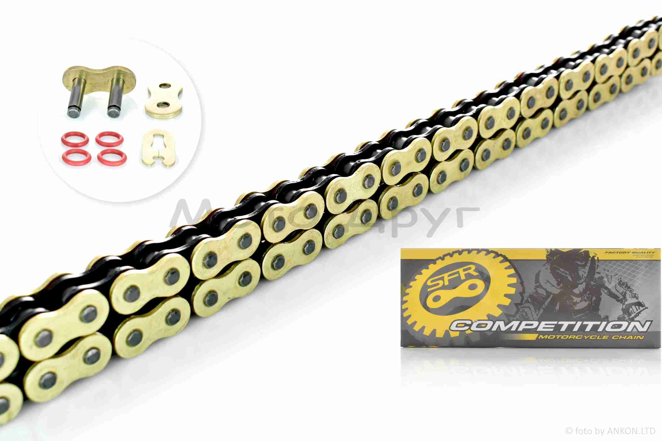 Ланцюг трансмісії 520VO-128L сальниковий O-Ring "SFR" (GOLD/BLACK)