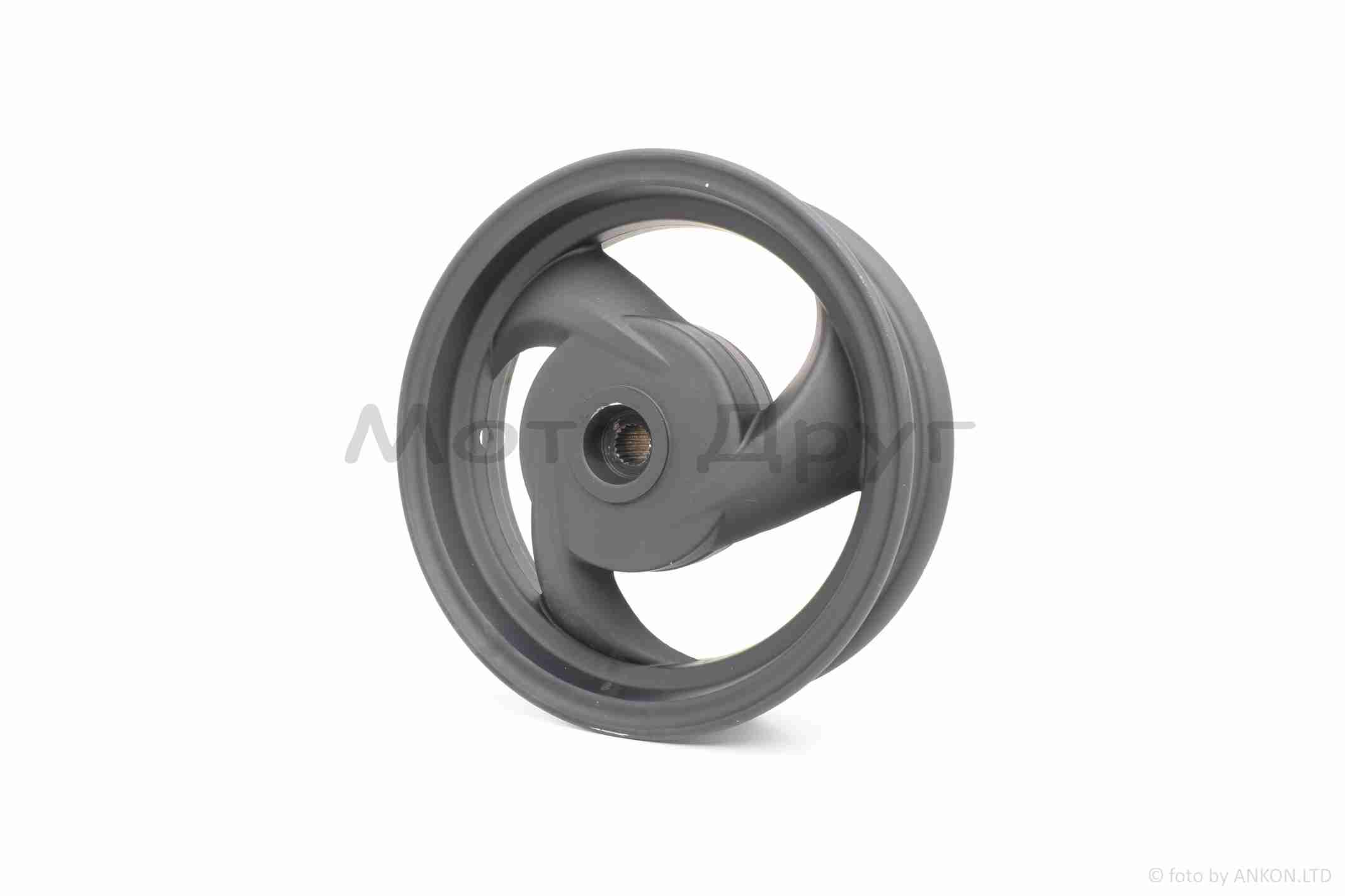 Диск колеса задний 10"-2.50 литой, 19 шлицов, 3 спицы, барабан 110mm (ZW50QT-7)