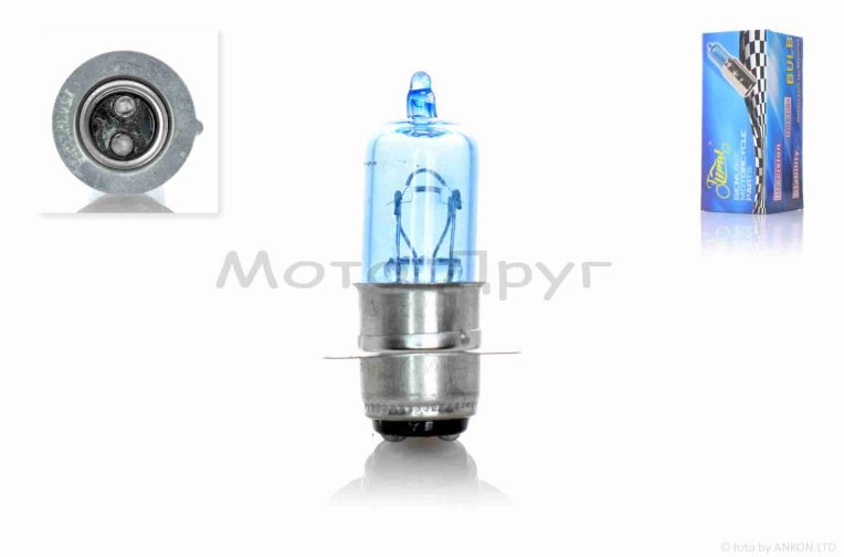 Лампа фары  P15D-25-1  12V35/35W  1 ус, синяя  “LIPAI”