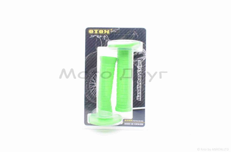 Ручки руля (грипсы) универсальные #G1 “OTOM” (зеленые, голые)