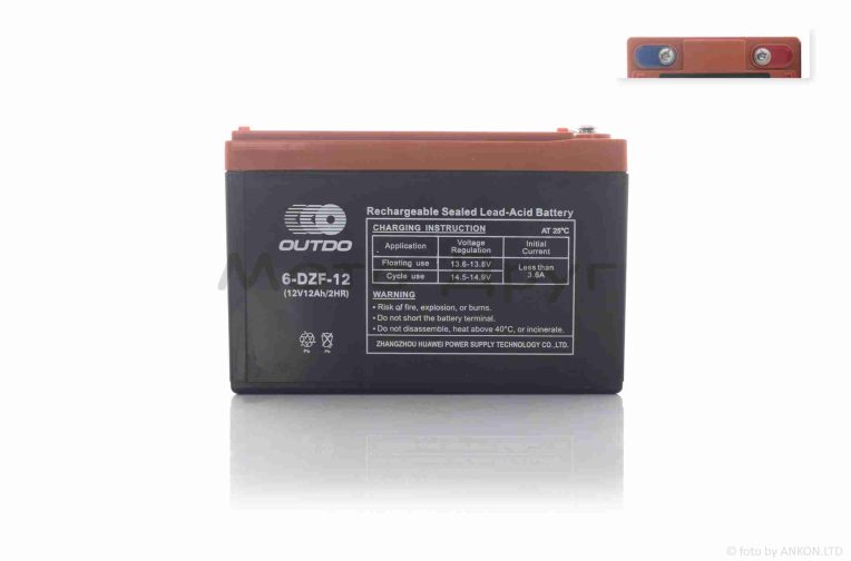 Акумулятор AGM 12V 12A 150-101-99mm 6-DZF-12 тяговий “OUTDO” (електро вело/скутери, 2025)