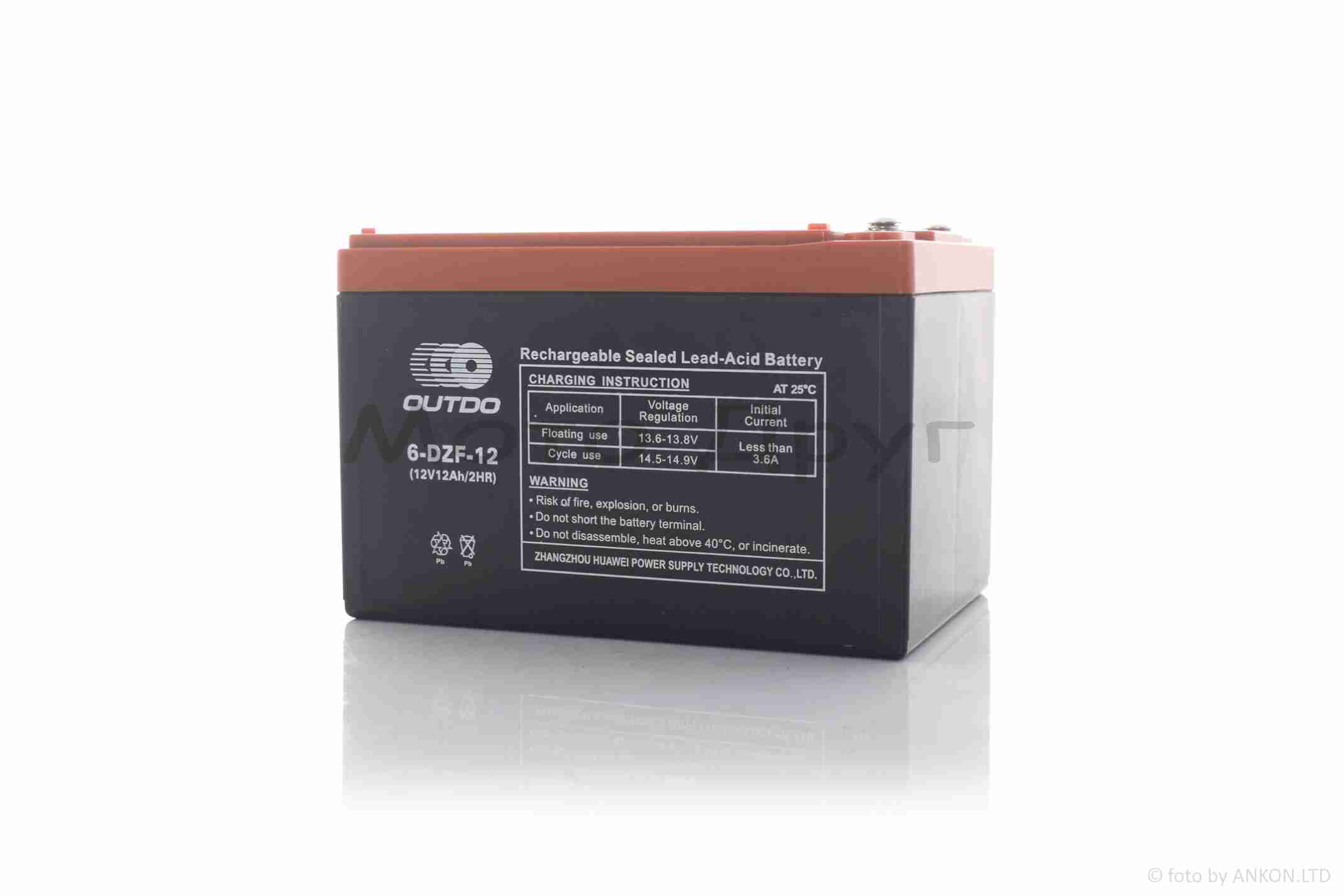 Акумулятор AGM 12V 12A 150-101-99mm 6-DZF-12 тяговий "OUTDO" (електро вело/скутери, 2025) - Зображення 4
