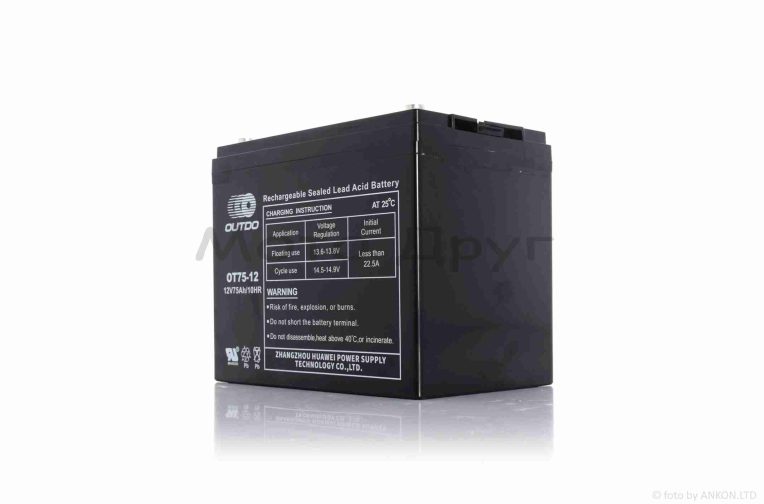 Акумулятор SLA 12V 75A 350-166-175mm OT75-12 “OUTDO” (2026)