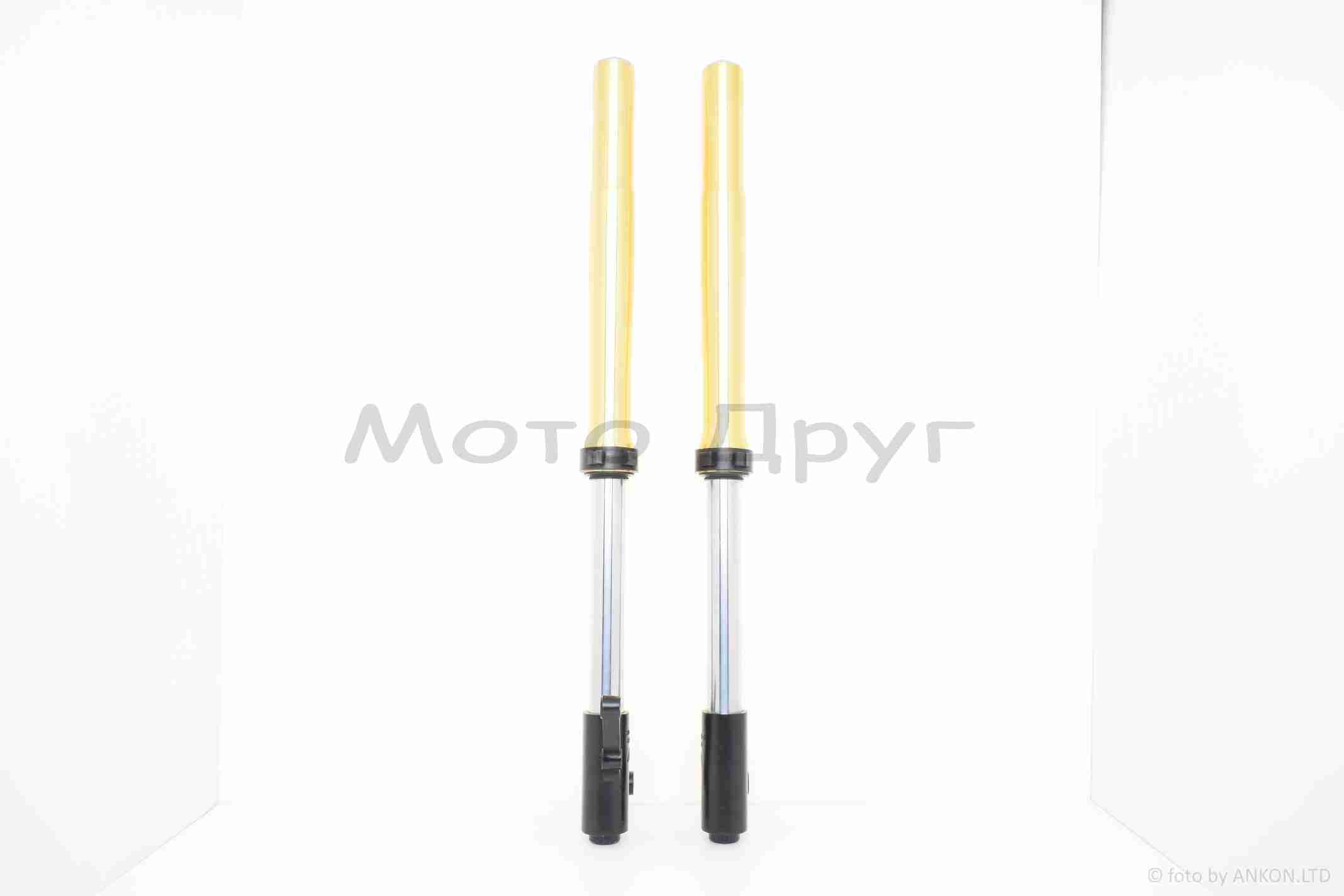Амортизаторы передние (перья) JL200GY-2C диск, перевернутая, шток d37 (золотистые) — изображение 2
