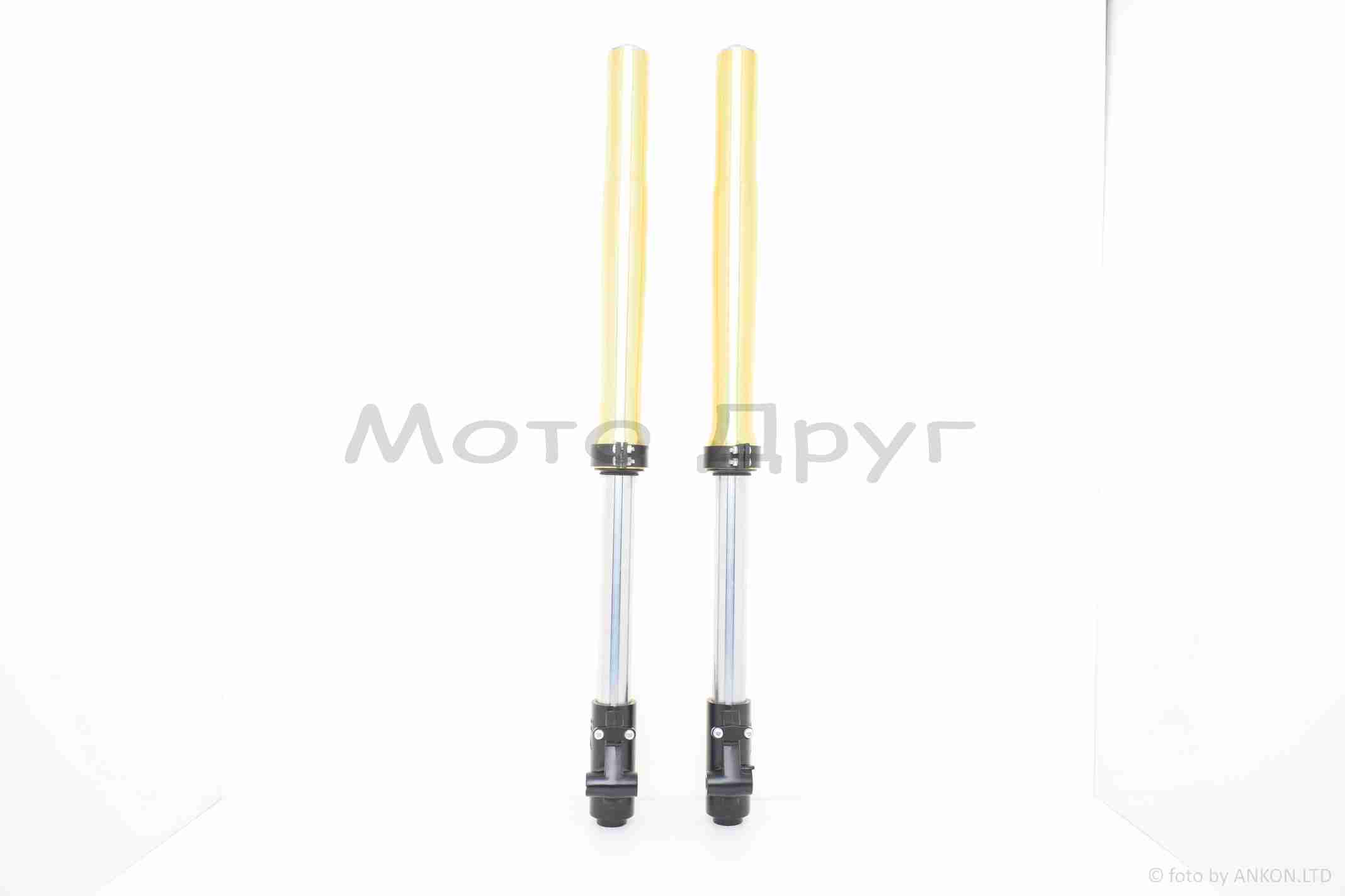 Амортизаторы передние (перья) JL200GY-2C диск, перевернутая, шток d37 (золотистые) — изображение 3