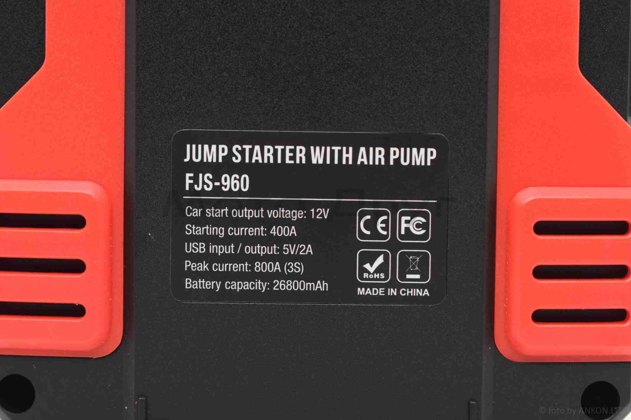 Пусковий пристрій (бустер) 12V, 2в1 компресор "FOXSUR" #FJS-960 - Зображення 4