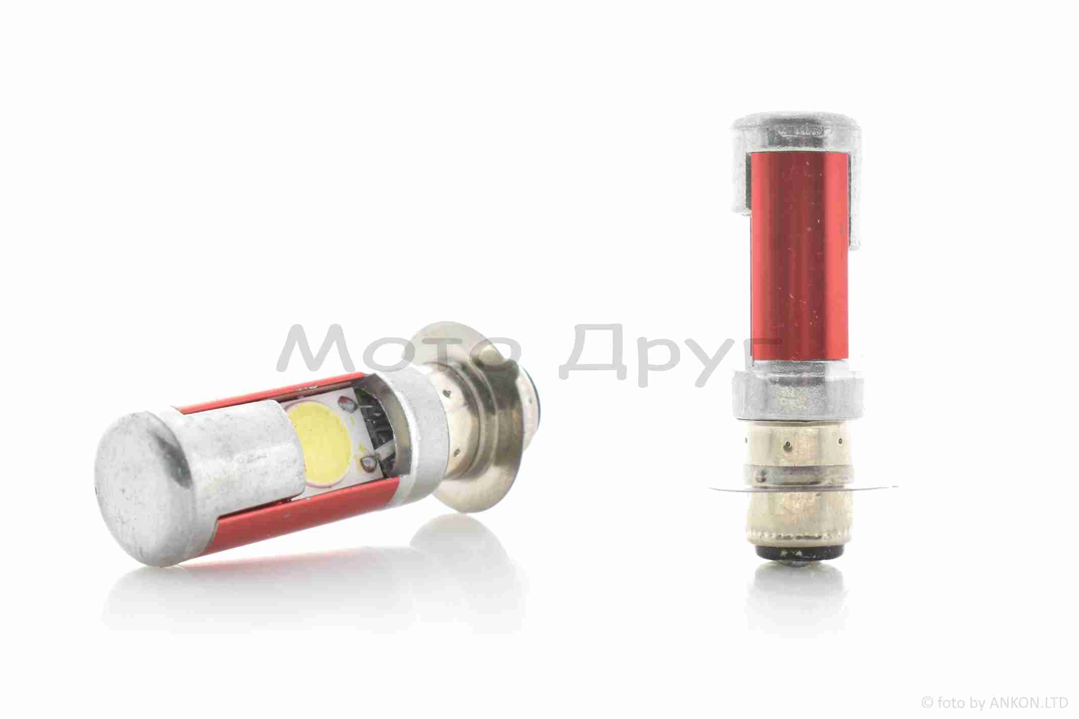 Лампа фари діодна P15D-25-1 12V 35/35W 1 вус, 2 кристали, D19 "LIPAI" - Зображення 2
