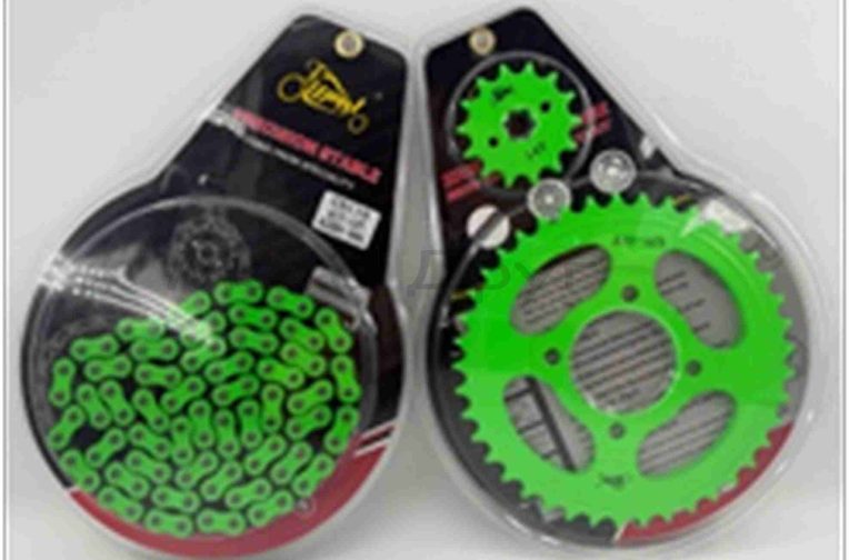 Звезды трансмиссии пара  Delta  428-14/41  +цепь 98L  #PRO  “LIPAI”  (GREEN)