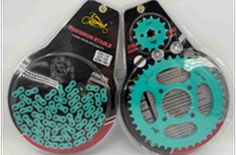 Звезды трансмиссии пара  Delta  428-14/41  +цепь 98L  #PRO  “LIPAI”  (LIGHT GREEN)
