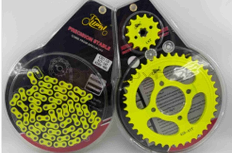 Звезды трансмиссии пара  Delta  428-14/41  +цепь 98L  #PRO  “LIPAI”  (YELLOW)