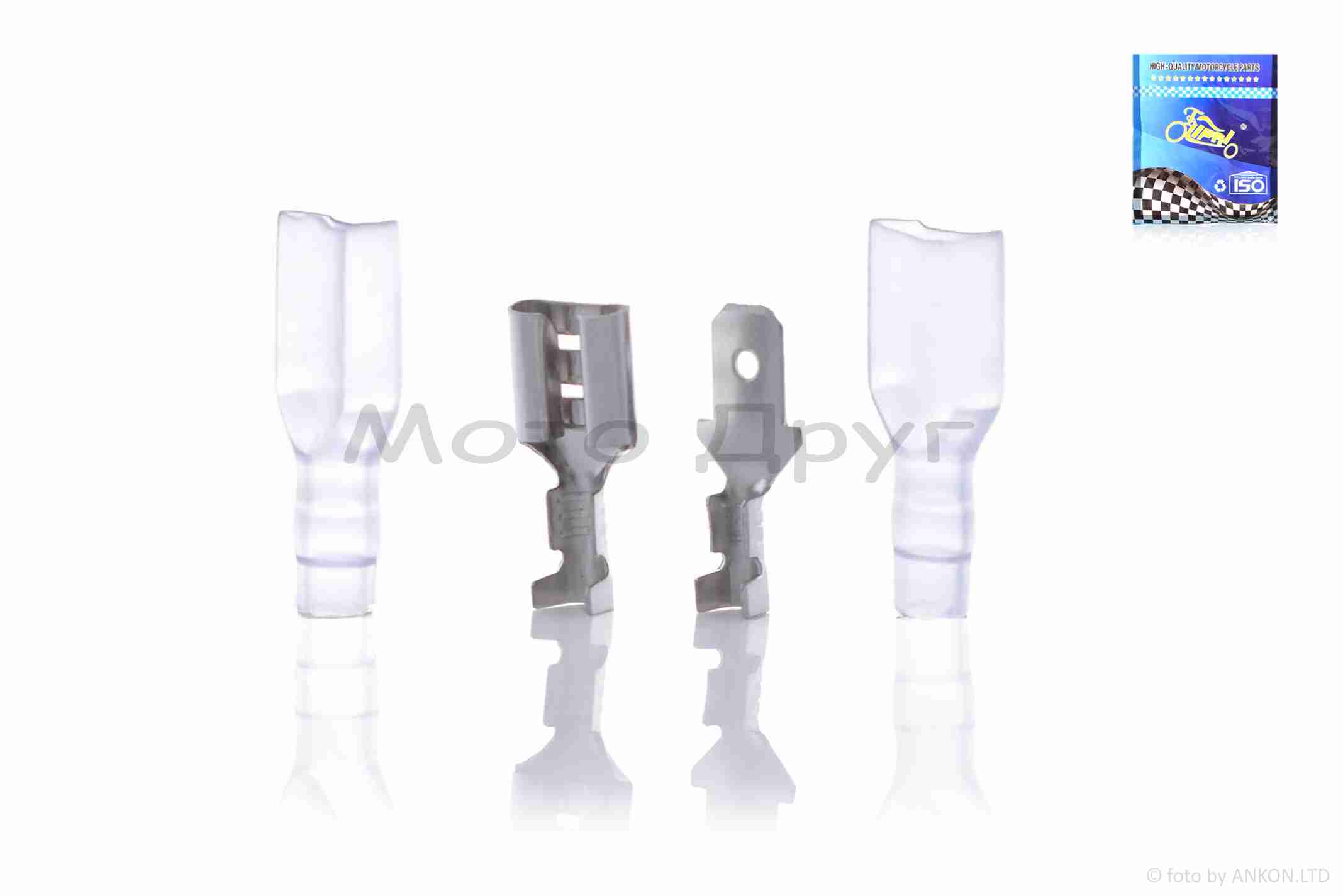 Клеммы ножевые с изоляцией (пара) плоские, 6.3mm "LIPAI"