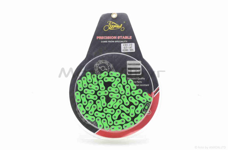Зірки трансмісії пара Delta 428-14/41 +ланцюг 98L #PRO “LIPAI” (GREEN)