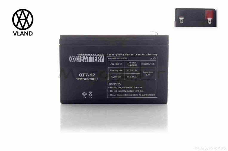 Акумулятор  SLA  12V  7A  150-65-95mm  OT7-12  “VLAND”  (2026)